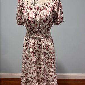 Source Unknown Floral White and Pink Maxi Dress